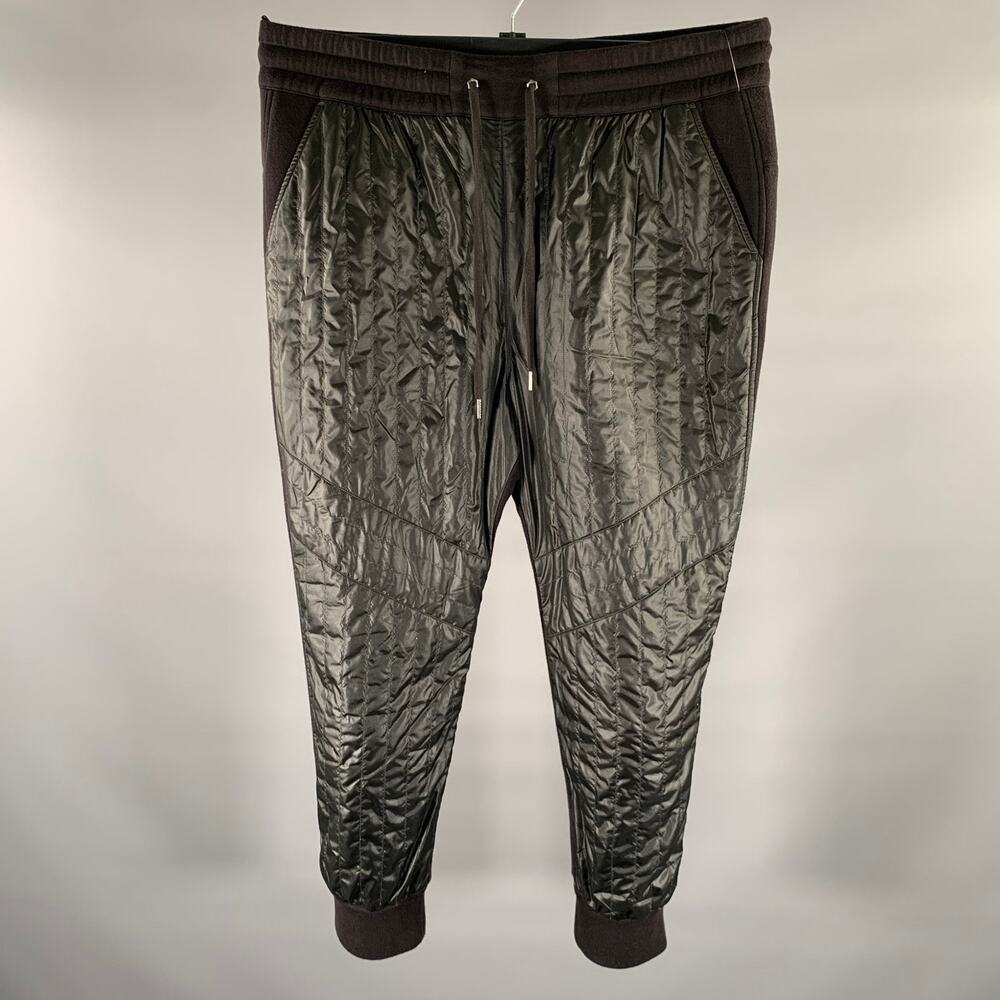 HELMUT LANG Size XL Black Quilted Polyester Cotton Joggers Casual Pants